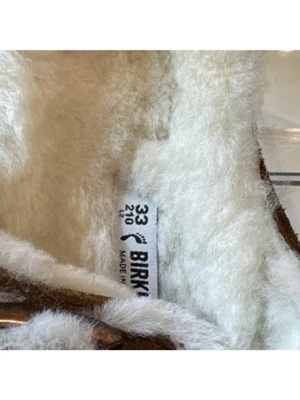 Birkenstock Sandals Arizona Mink Youth Reg 33 US 2-2.5 Shearling Fur Excellent